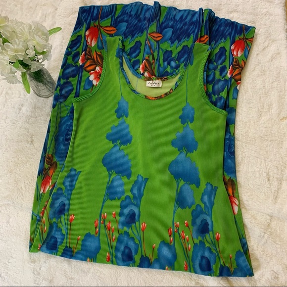 La Fete USA Sleeveless Accordion Pleat Maxi Dress Green Blue Pink - Picture 1 of 6